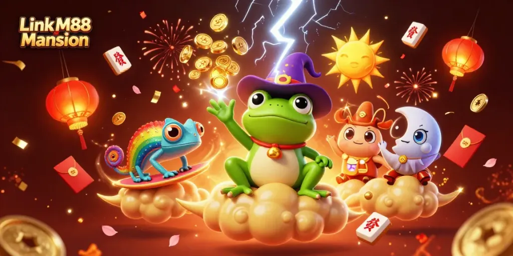 Experience the thrill of gaming with Link M88 Mansion, where golden coins and vibrant celebrations come alive!