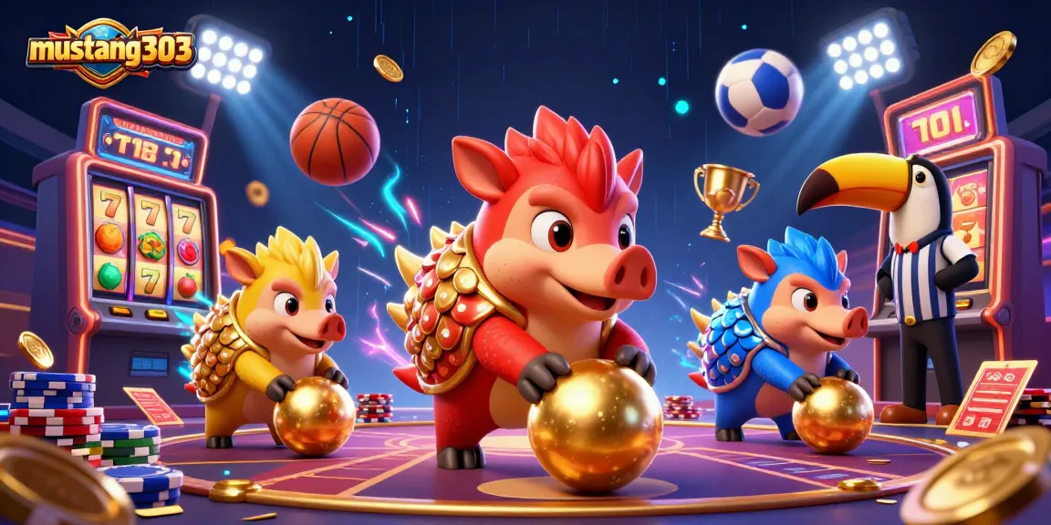 Experience thrilling wins with mustang303 as rival pangolins compete in this dynamic gambling scene.