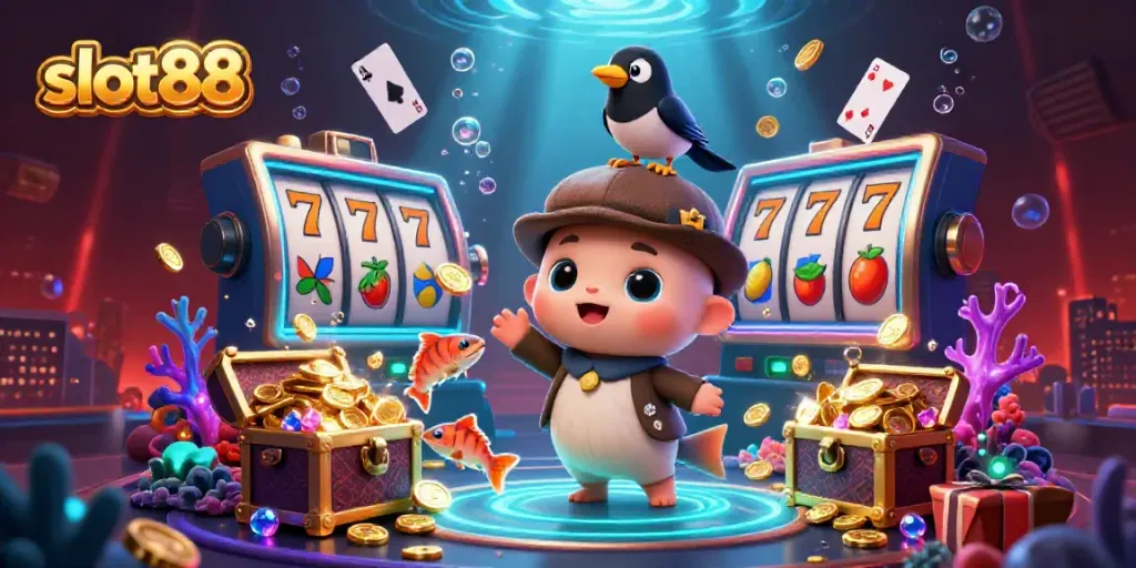 Menangkan jackpot di slot88 dengan permainan interaktif yang menampilkan monster Loch Ness dan simbol menarik lainnya.