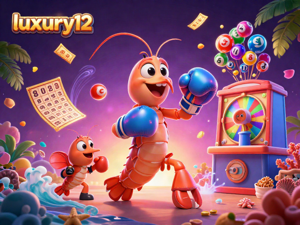 Join the gaming excitement with luxury12, featuring vibrant lottery scenes and playful sea creature characters.