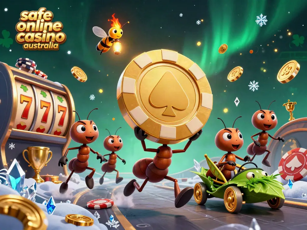 Engage with the lively ants in a safe online casino Australia heist, capturing the thrill of gambling.