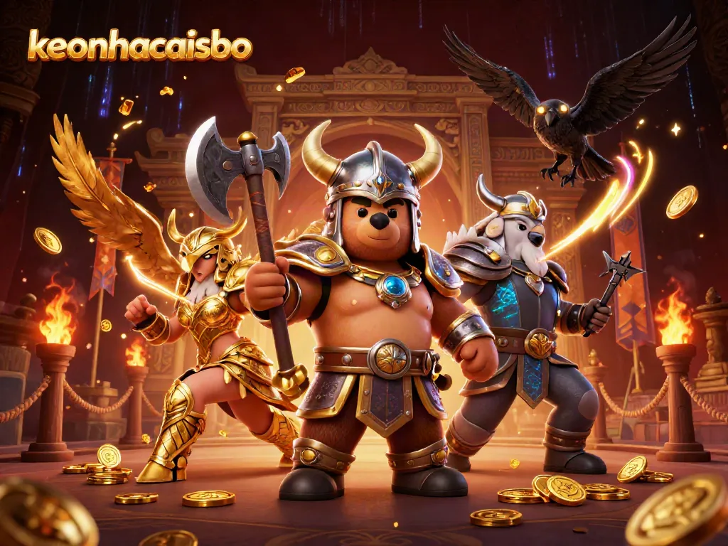 Engage with keonhacaisbo in an epic 3D casino-themed battle featuring Viking and Valkyrie characters.