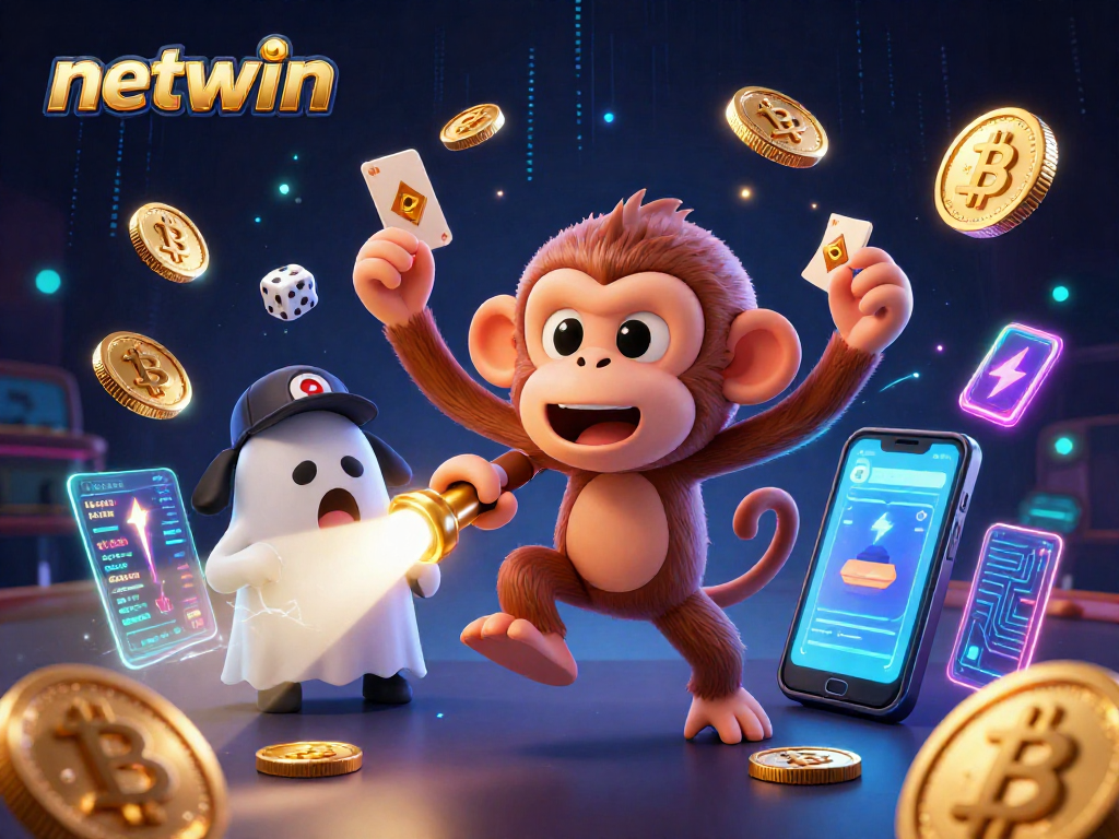 Experience netwin's enchanting casino magic as a playful poltergeist monkey juggles treasures.