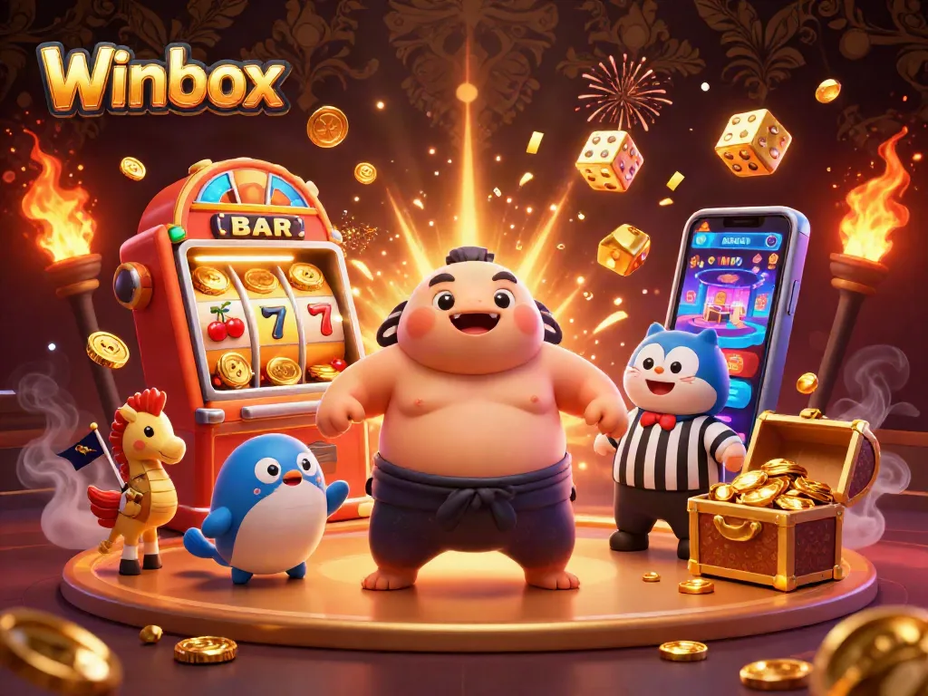 Experience thrilling gameplay at Winbox with festive characters and exciting casino elements!