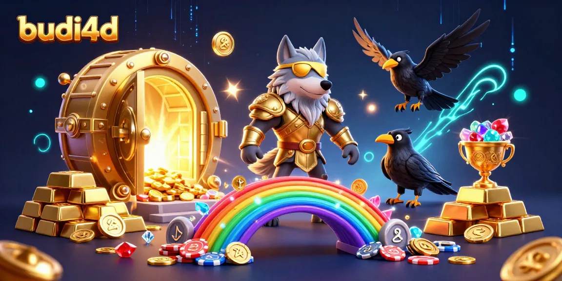 Winning at budi4d casino, renowned for immersive gaming experiences, captured in a vibrant scene.