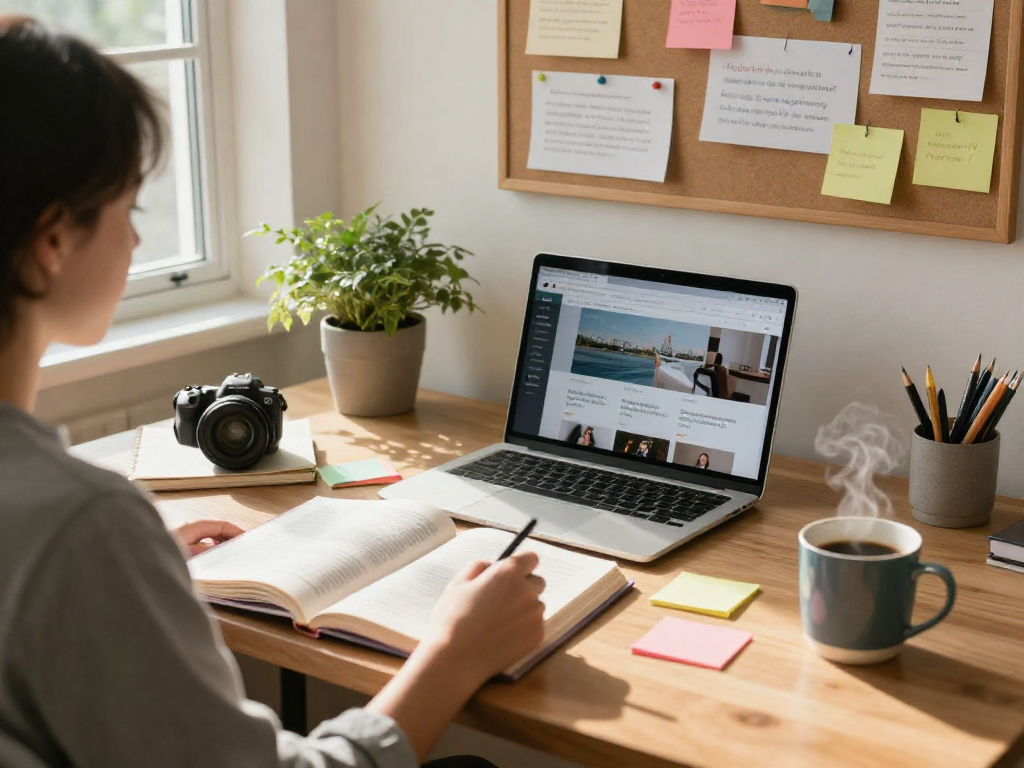 Explore online self-education opportunities at https://selfeducatedamerican.com while studying in a cozy home office.
