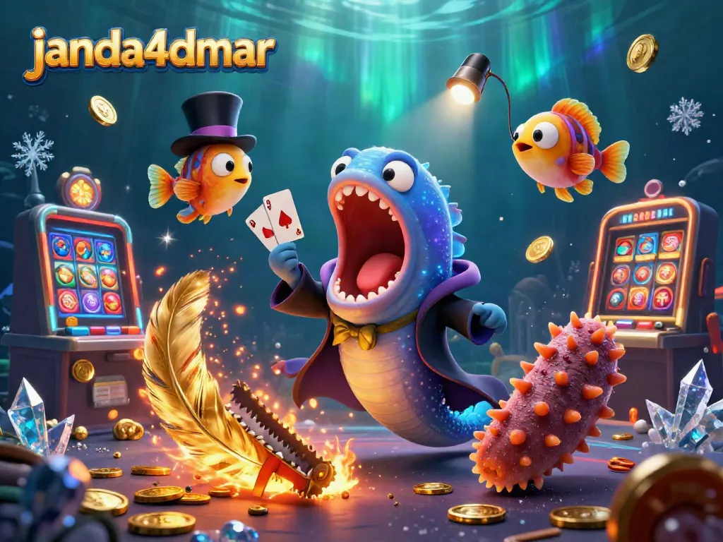 Gulper eel dan teman-temannya tampil dalam aksi casino di janda4dmar dengan kartu dan koin emas.