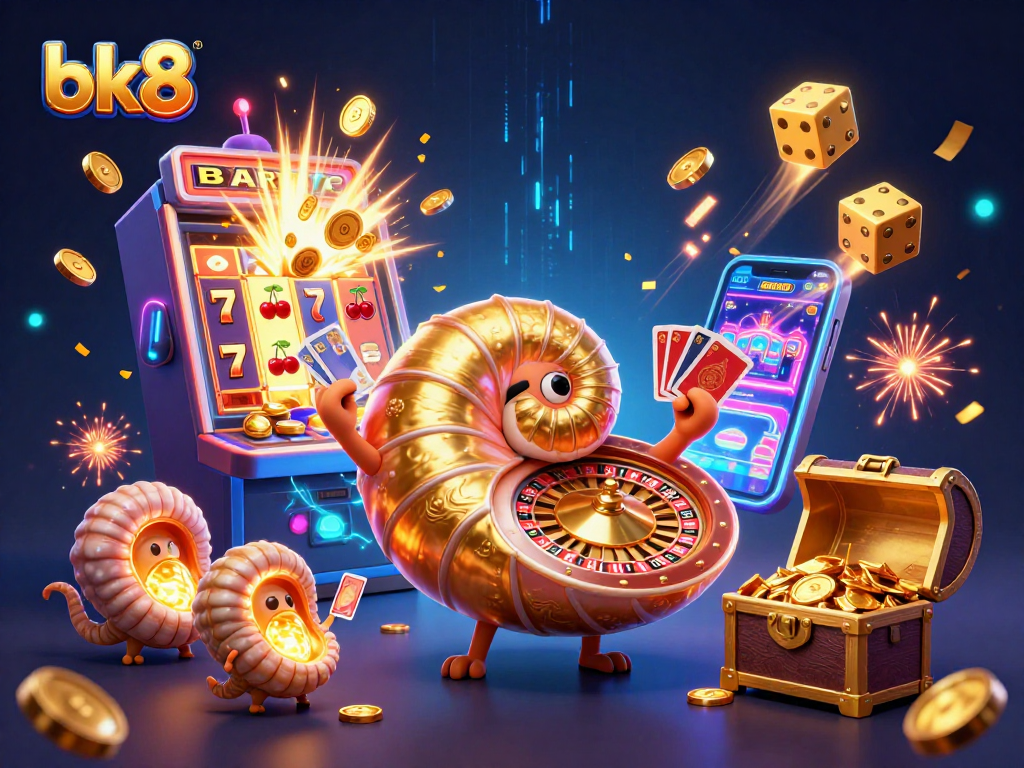 Engage with bk8 as a giant nautilus spins a roulette wheel in an exciting casino illustration