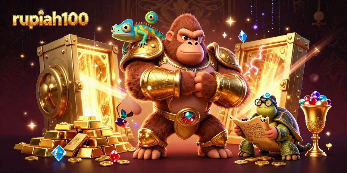 Experience thrilling action at rupiah100 casino with a gorilla king and colorful characters.