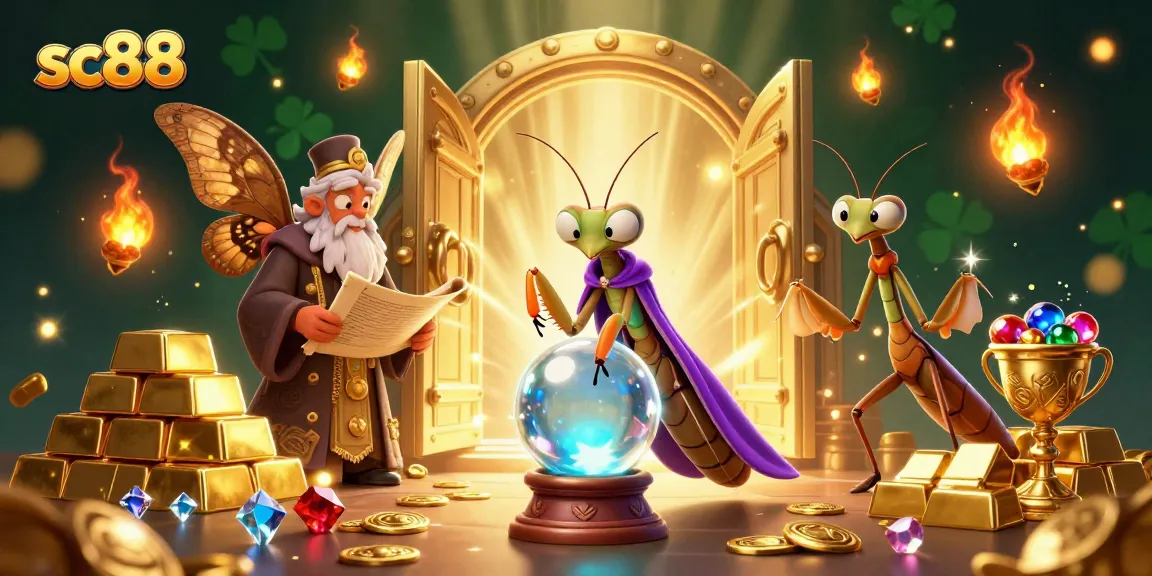 Experience winning at SC88 with a dynamic 3D casino scene featuring a fortune teller and treasures.