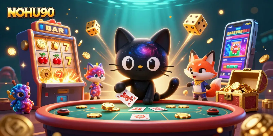 Engage with NOHU90's vibrant casino scene featuring galactic characters and explosive game elements.