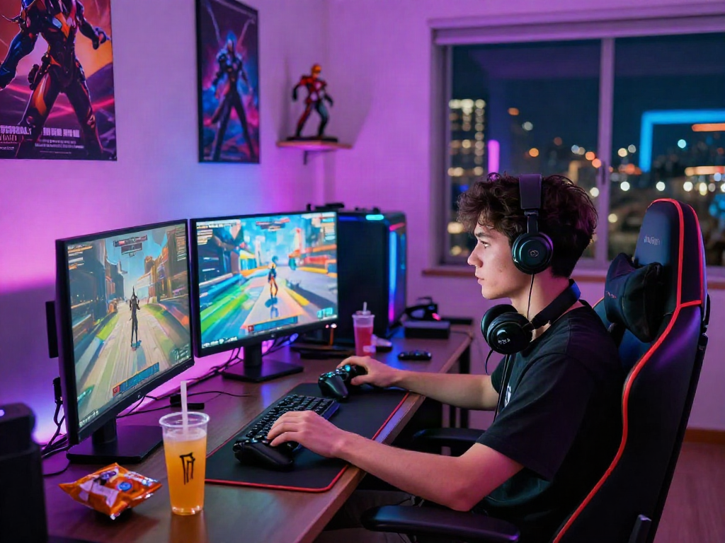 sh7 download on a high-tech gaming setup with vibrant LED lights.