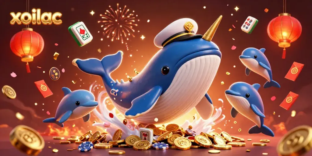 Catch the excitement with xoilac's vibrant 3D casino scene featuring playful marine characters.
