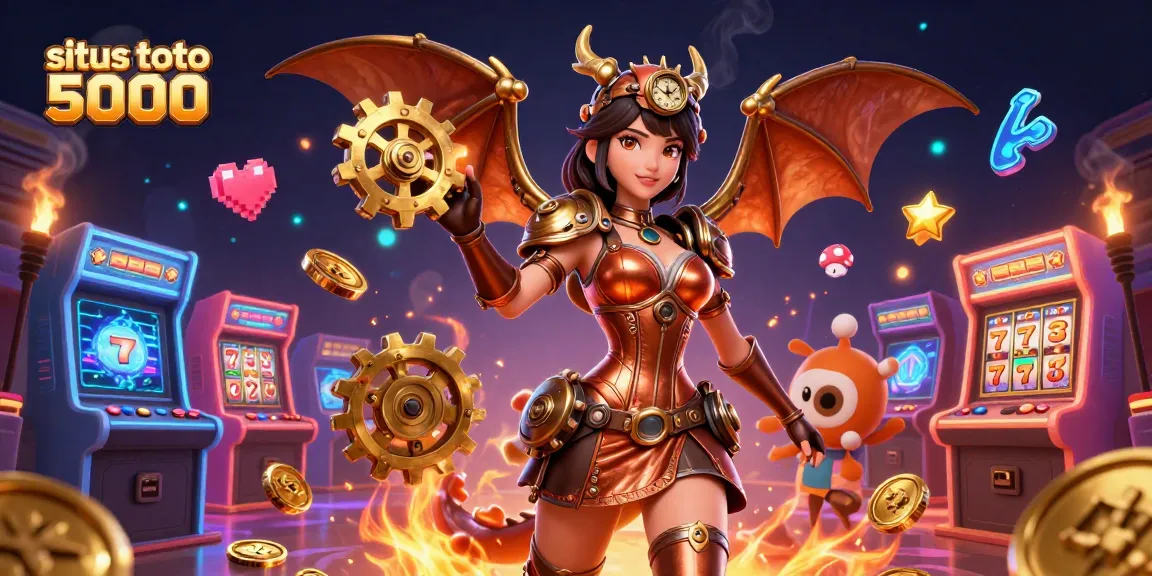 Experience vibrant gaming thrill with situs toto 5000, featuring characters amidst dynamic casino elements.