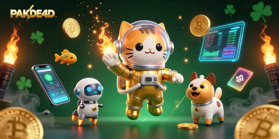 PAKDE4D menghadirkan suasana permainan yang seru dengan karakter astronot dan robot di ruang angkasa.