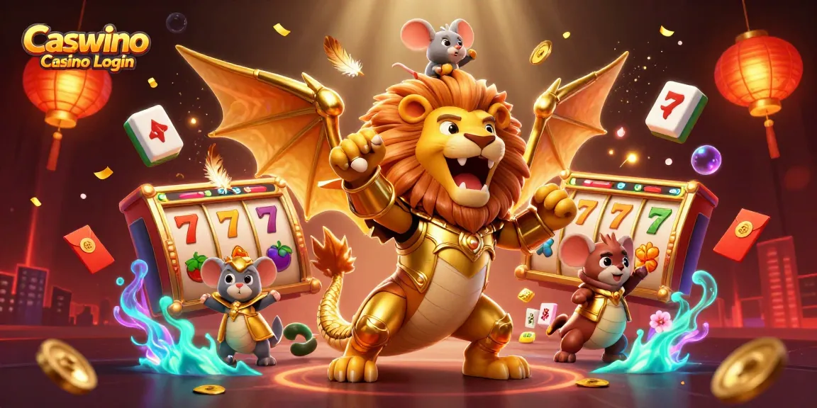 Win big with Caswino Casino Login as you join the roaring chimera and mouse jockey in a vibrant slot adventure.