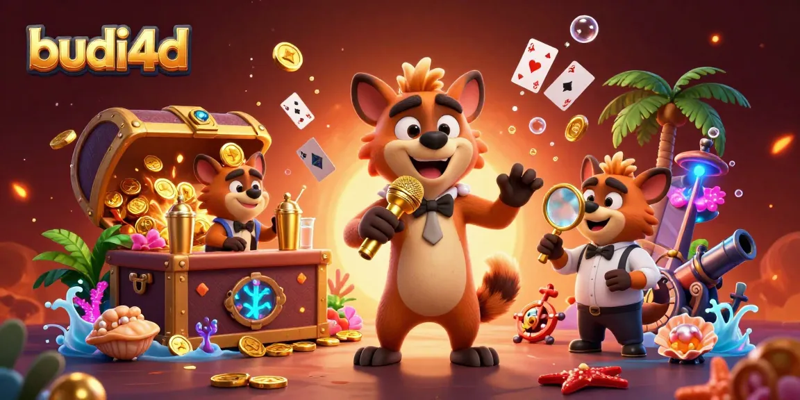 Budi4d illustrates hyenas in a comedic casino, with vibrant casino elements and dynamic characters.