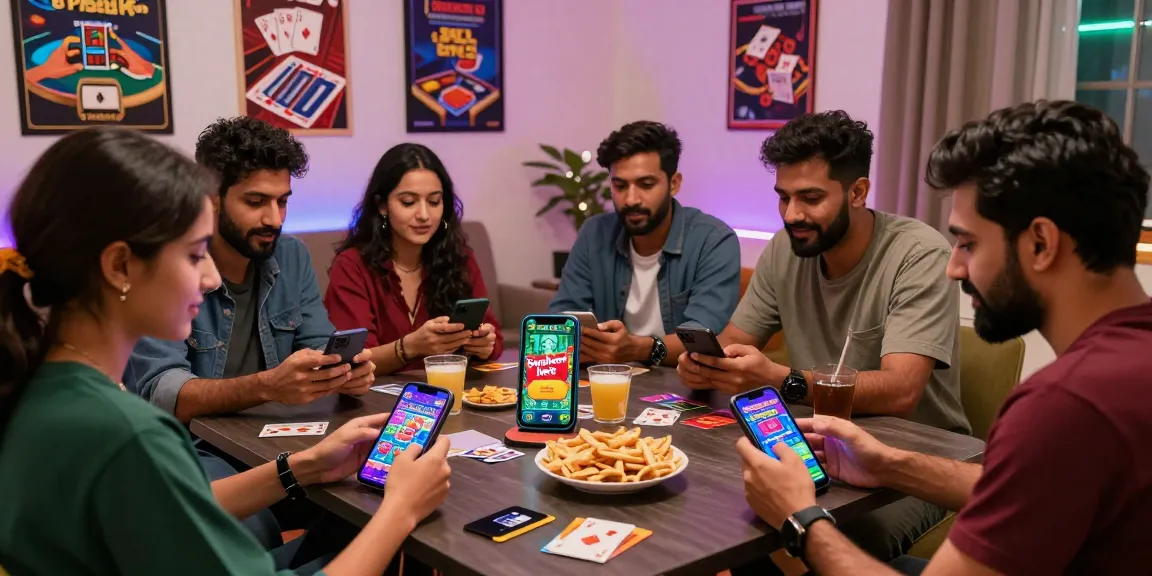 Engaged players enjoying the 3 Patti Vegas APK, emphasizing the Download here option in a vibrant gaming atmosphere.