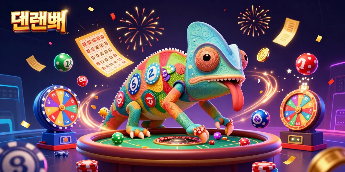 Experience dynamic excitement with 텐텐벳, featuring a colorful casino scene with vibrant characters.