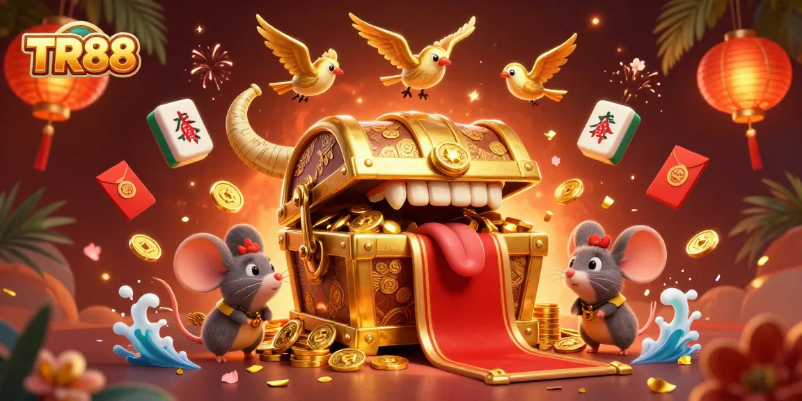 Win big at TR88 with this captivating 3D illustration showcasing exciting gaming elements.