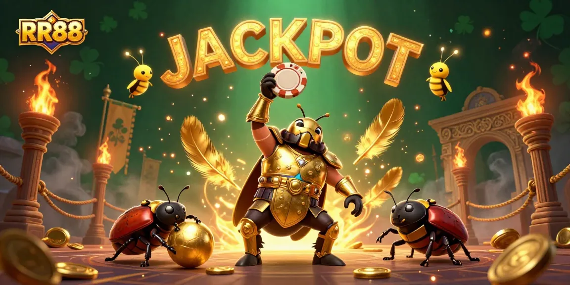 RR88 players enjoy a vibrant casino atmosphere featuring exciting characters and golden tokens.