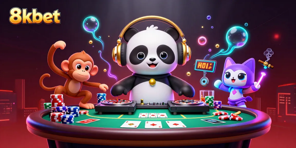 Experience thrilling gameplay at 8xbet, featuring a 3D DJ panda mixing an exciting casino atmosphere.