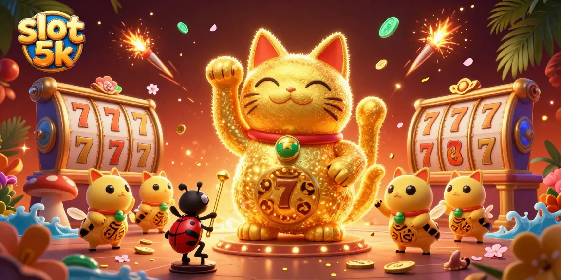 Experience exciting wins with slot 5k as golden fireflies create a vibrant casino atmosphere.
