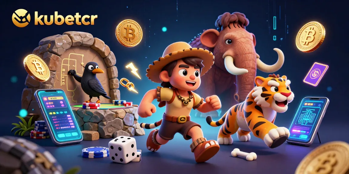 Experience vibrant casino fun with kubetcr's engaging prehistoric scene, featuring lively 3D characters.