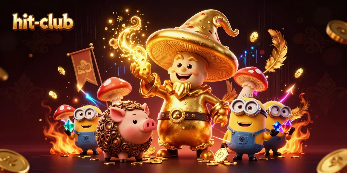 Engage with hit-club's vibrant 3D illustration showcasing casino magic and gold treasures.