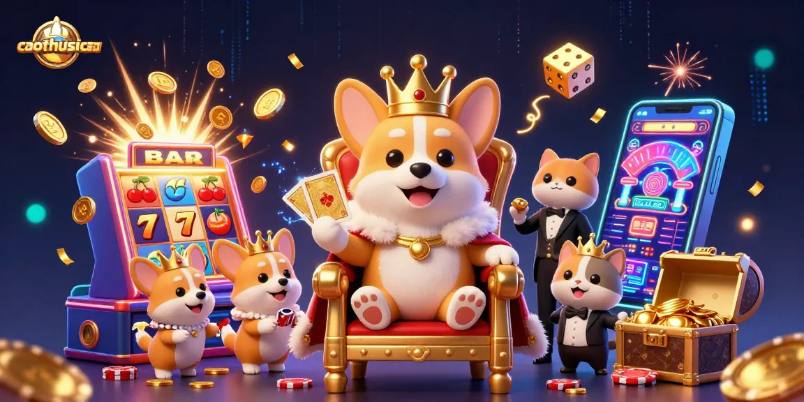 Play exciting casino games with caothusoicau's stunning royal corgi illustration, featuring jackpot elements and fun gaming atmosphere.