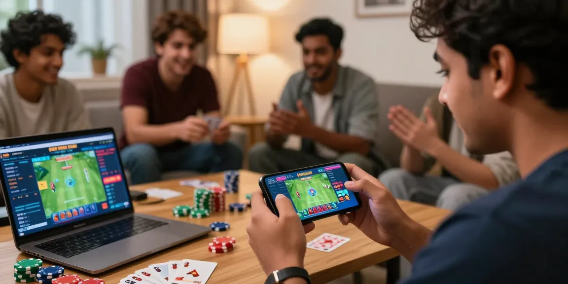 Engaging gameplay on 3Patti Loot APK with friends in a cozy living room.